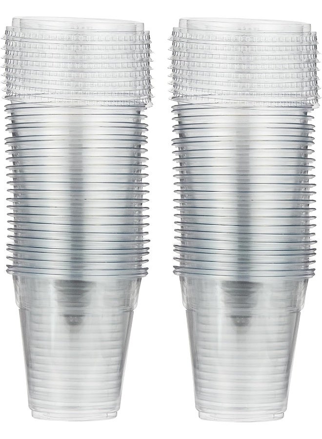 SNH Packing [Pack of 50] Plastic Juice Cup 8 Ounce With Lid Strong Ideal For Iced Coffee Smoothies Bubble Boba Tea Milkshakes Frozen Cocktails 25 Pieces - Image 1